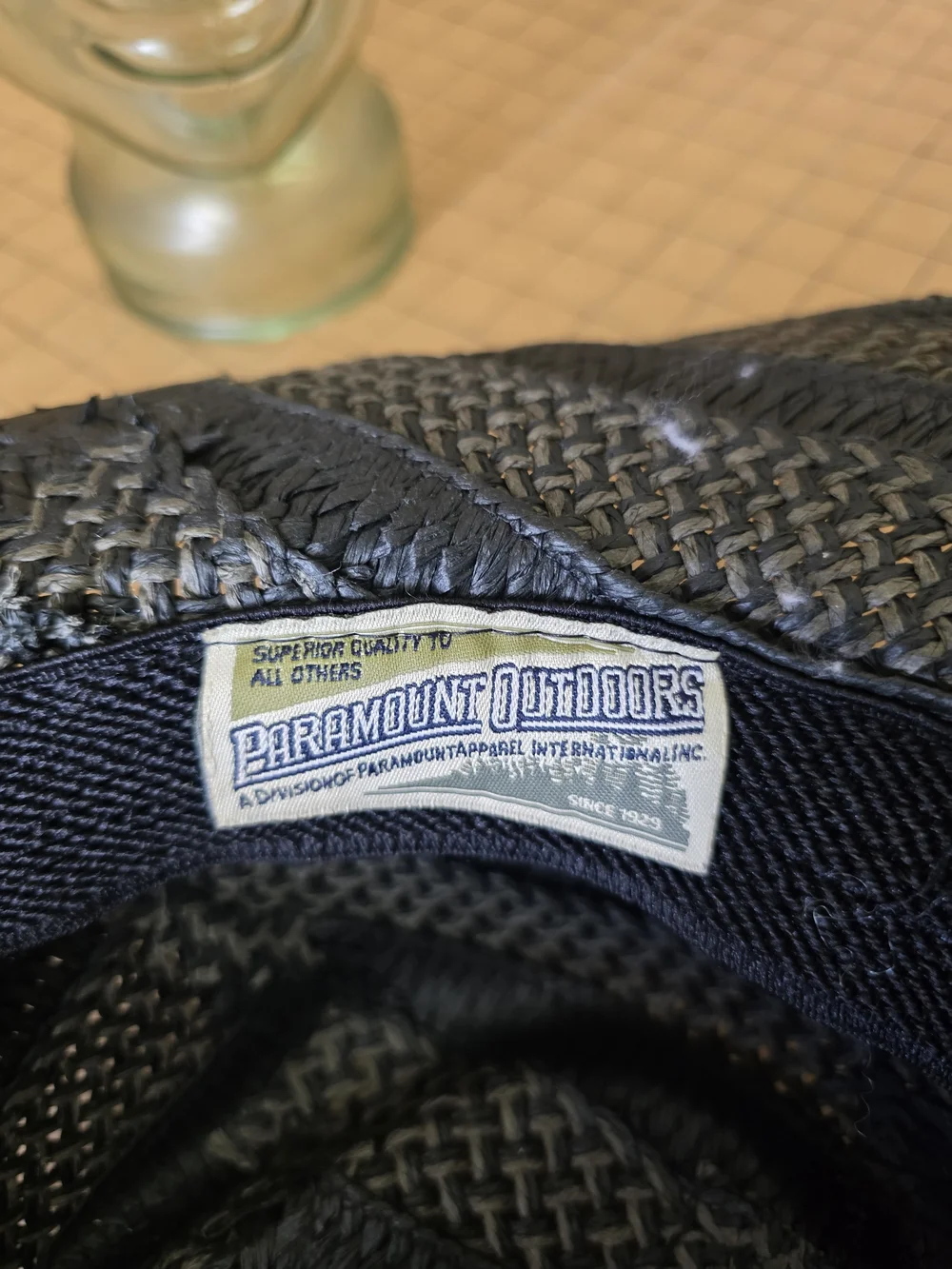 Paramount Outdoors Woven Straw Sun Hat Black Tan Chevron Unisex